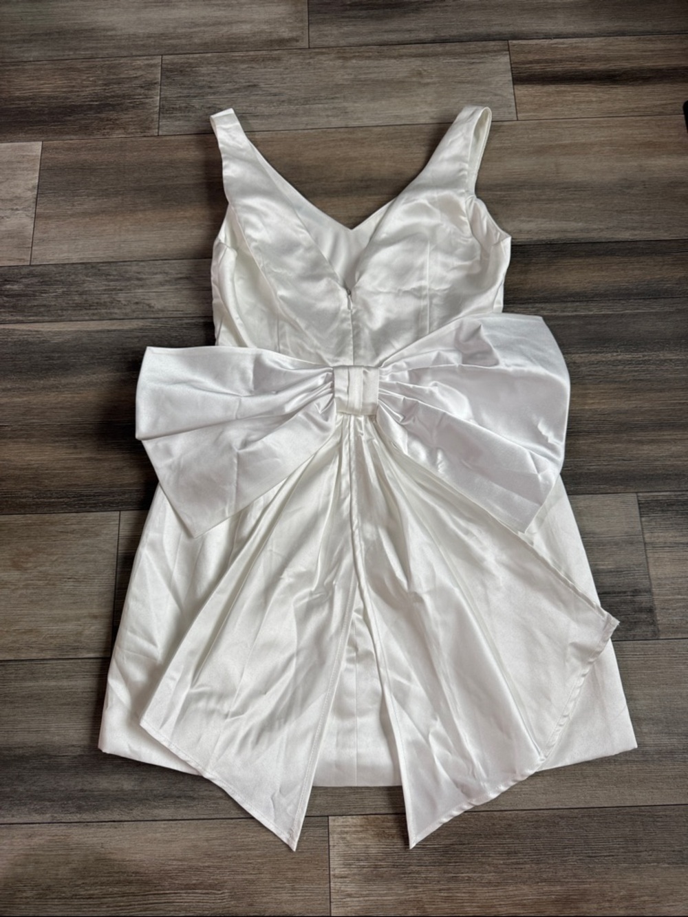 Lulu's White Satin Mini Dress with Oversized Back Bow